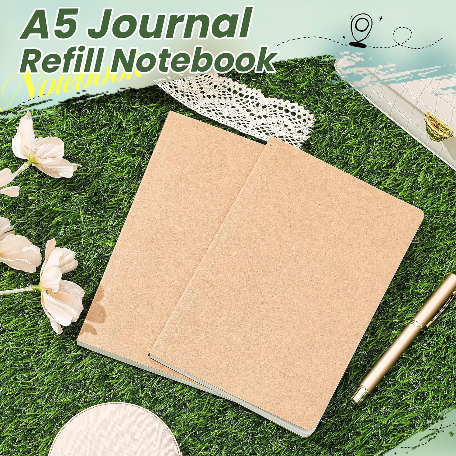 2 Pack A5 Journal Refill 5.5 X 8.2” Refillable Notebook Inserts A5 Paper Refill