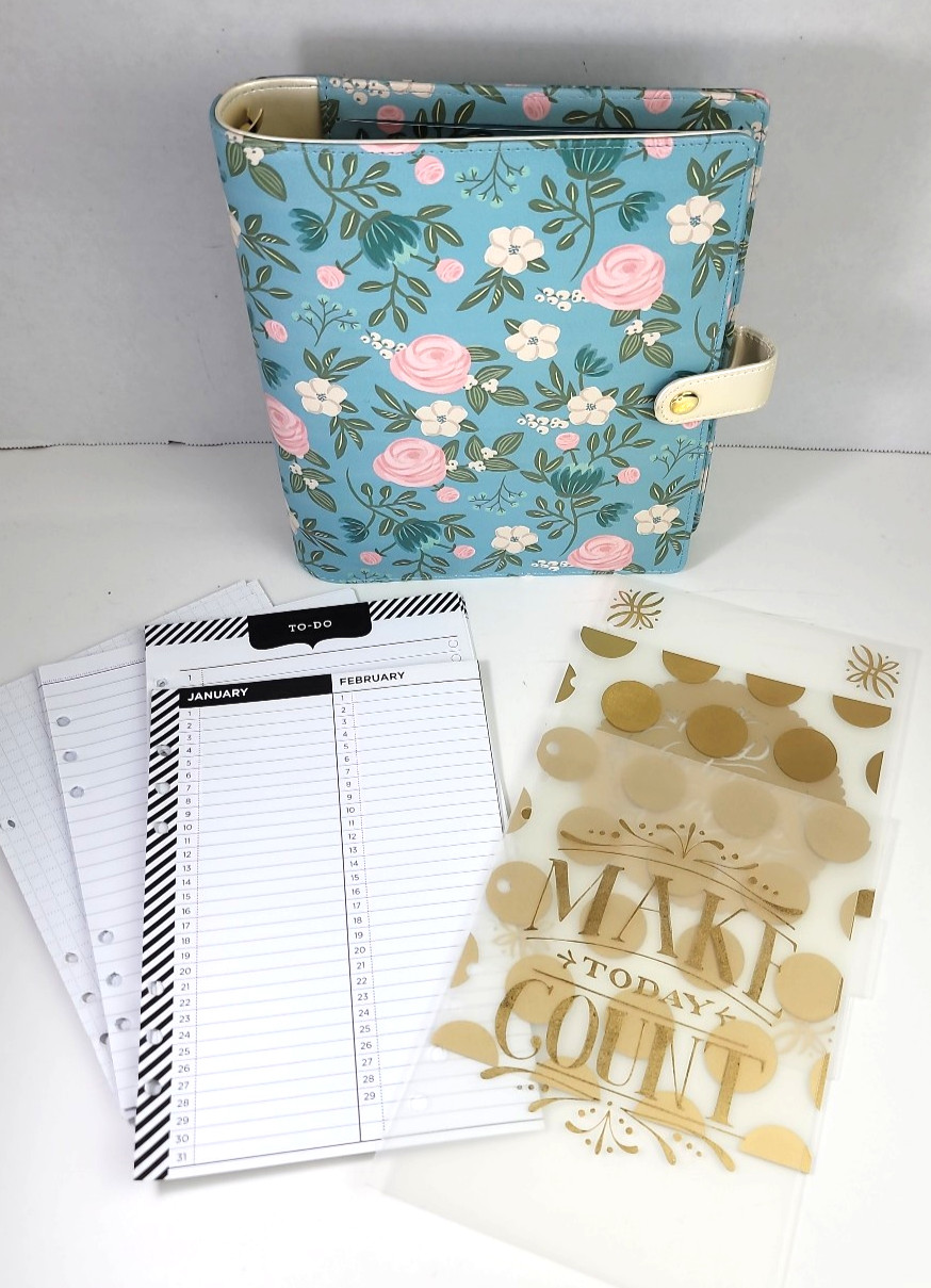 Recollection Floral A5 Planner 6 Gold Ring Binder Complete Inserts 35 Piece