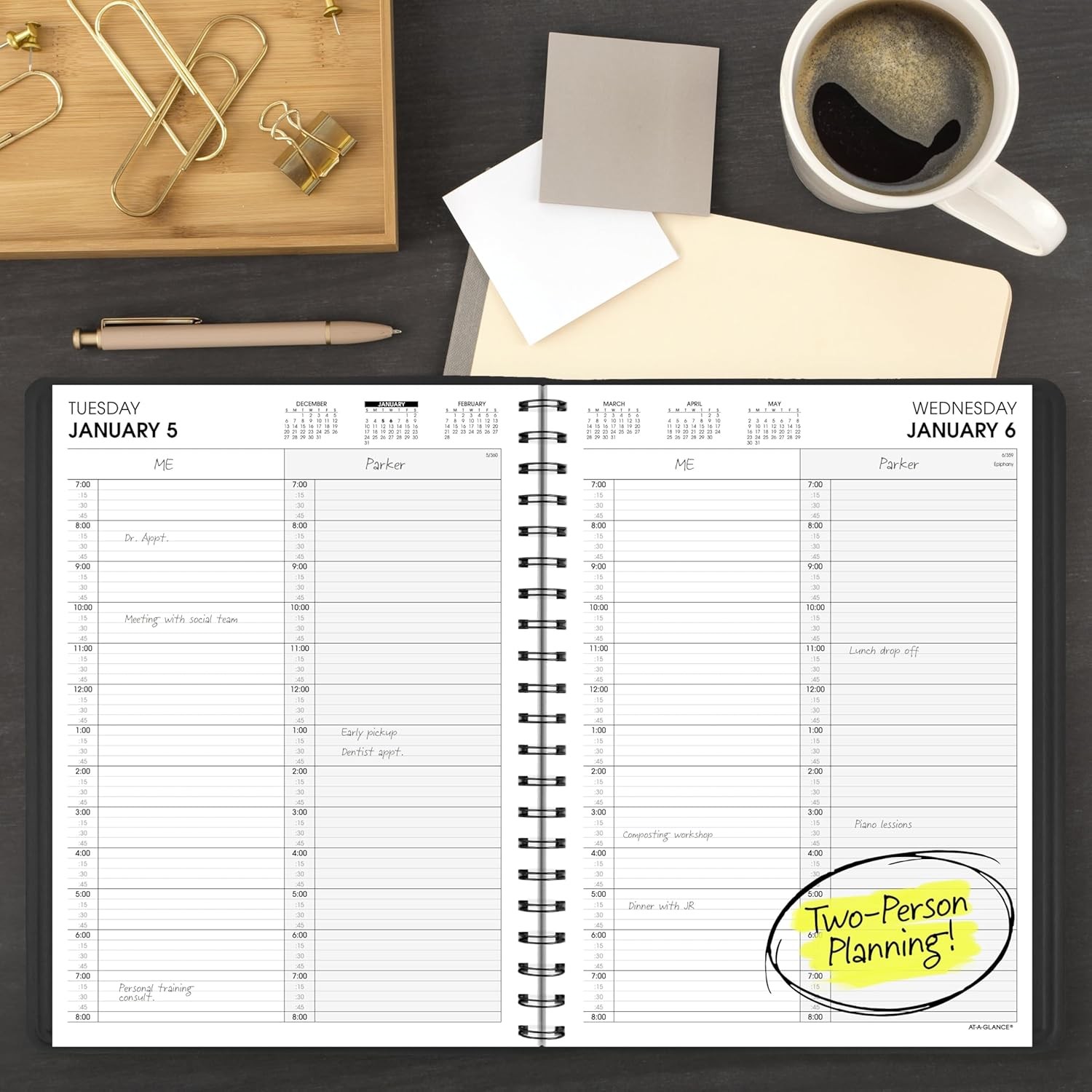 AT-A-GLANCE 2027 Appointment Book Planner, Daily Group Planner, 8″ x 11″, Two Pe