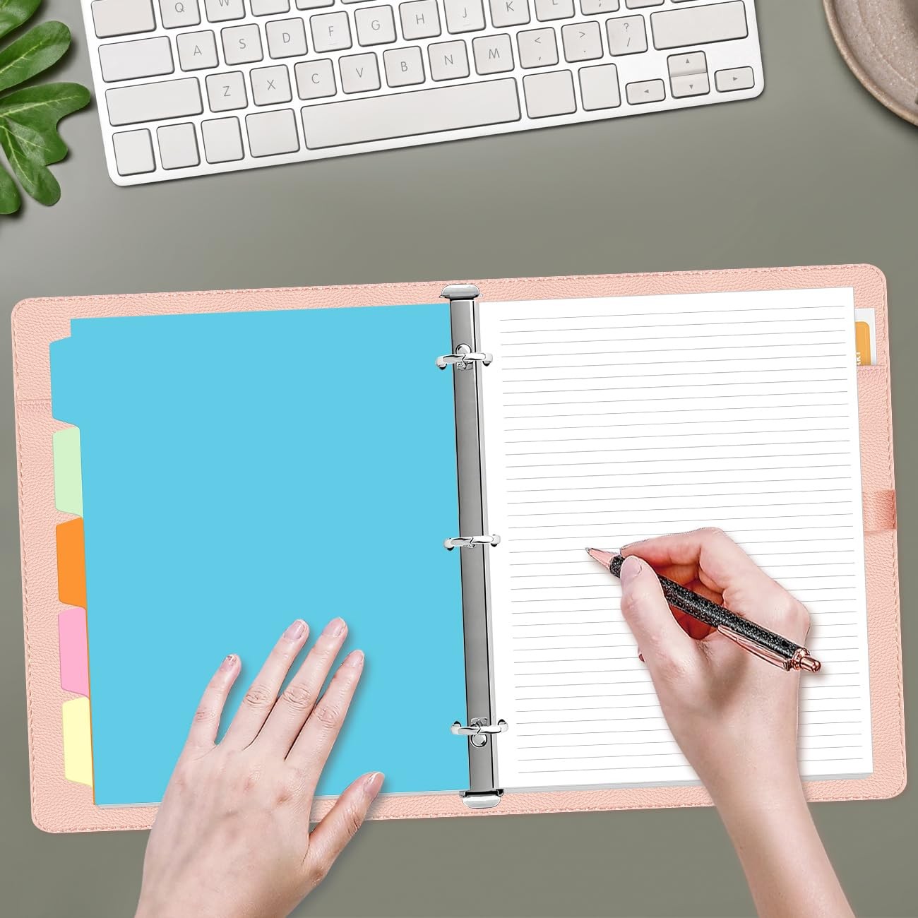 Loose Leaf Paper 3 Hole 50 Sheets/100 Pages 5 Sheets Dividers A4 Binder 8.5″ x