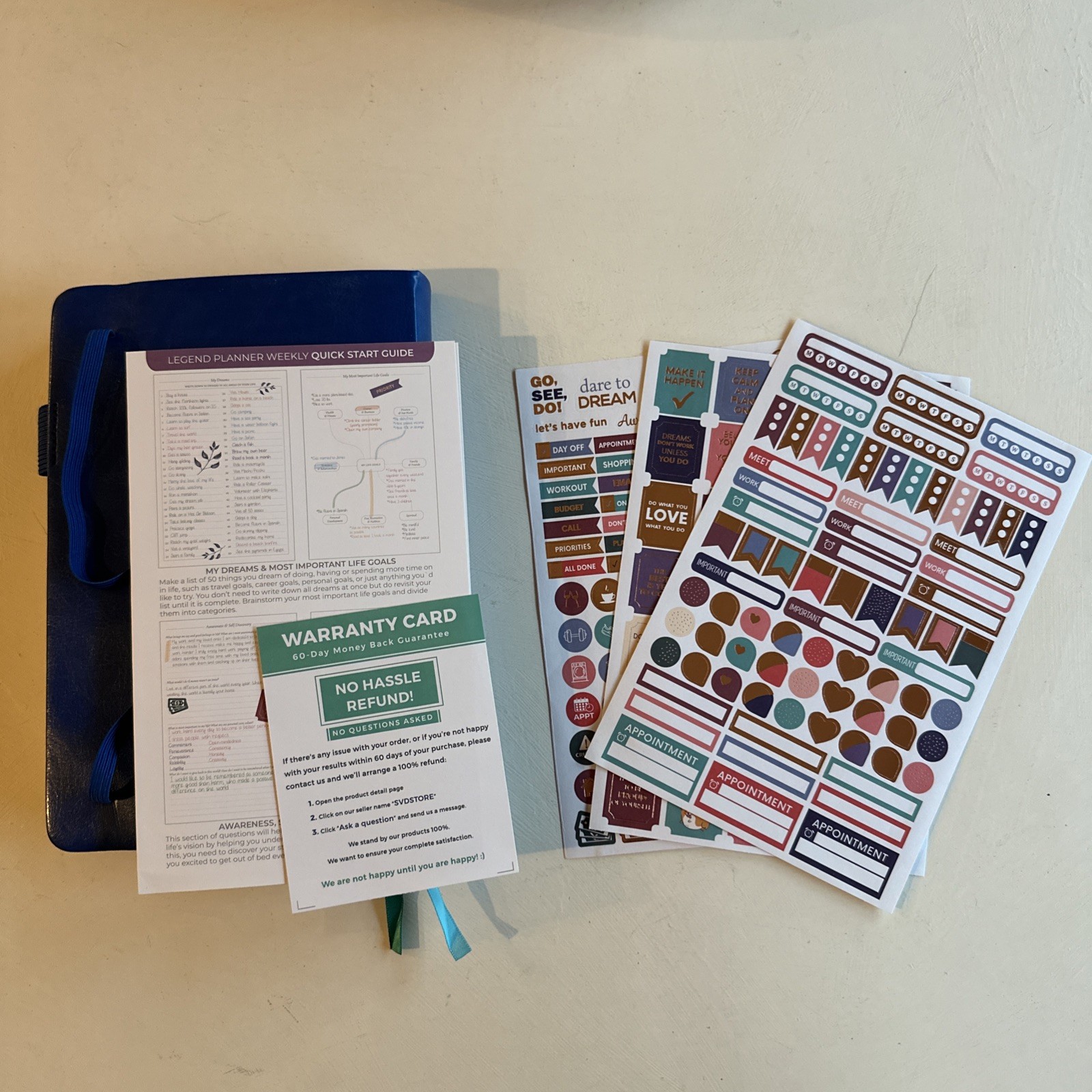 Legend Planner Undated Weekly (Blue – Gold Foil) Unused