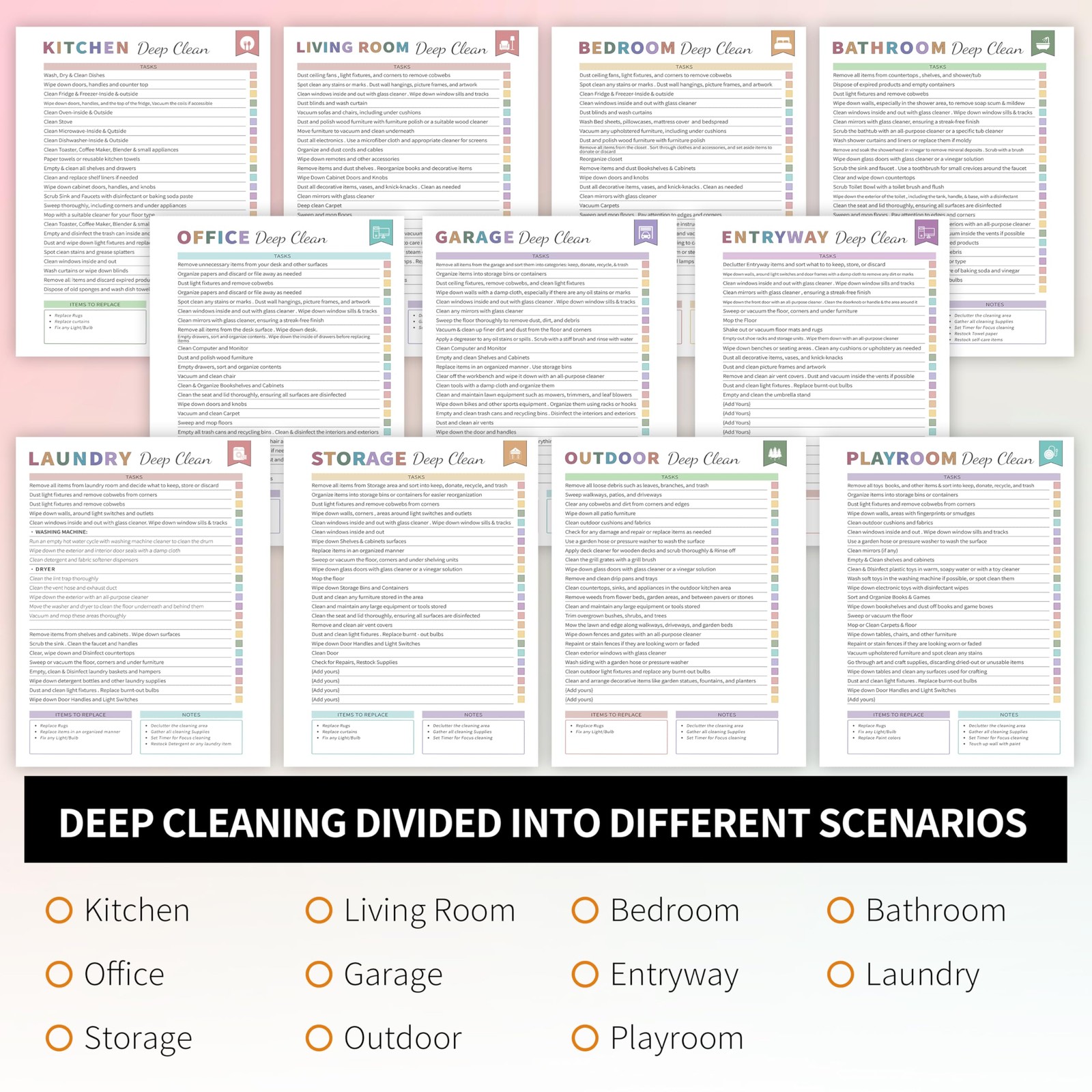 ADHD Cleaning Planner for Adults Women, 8.5 X 11 inches, Green
