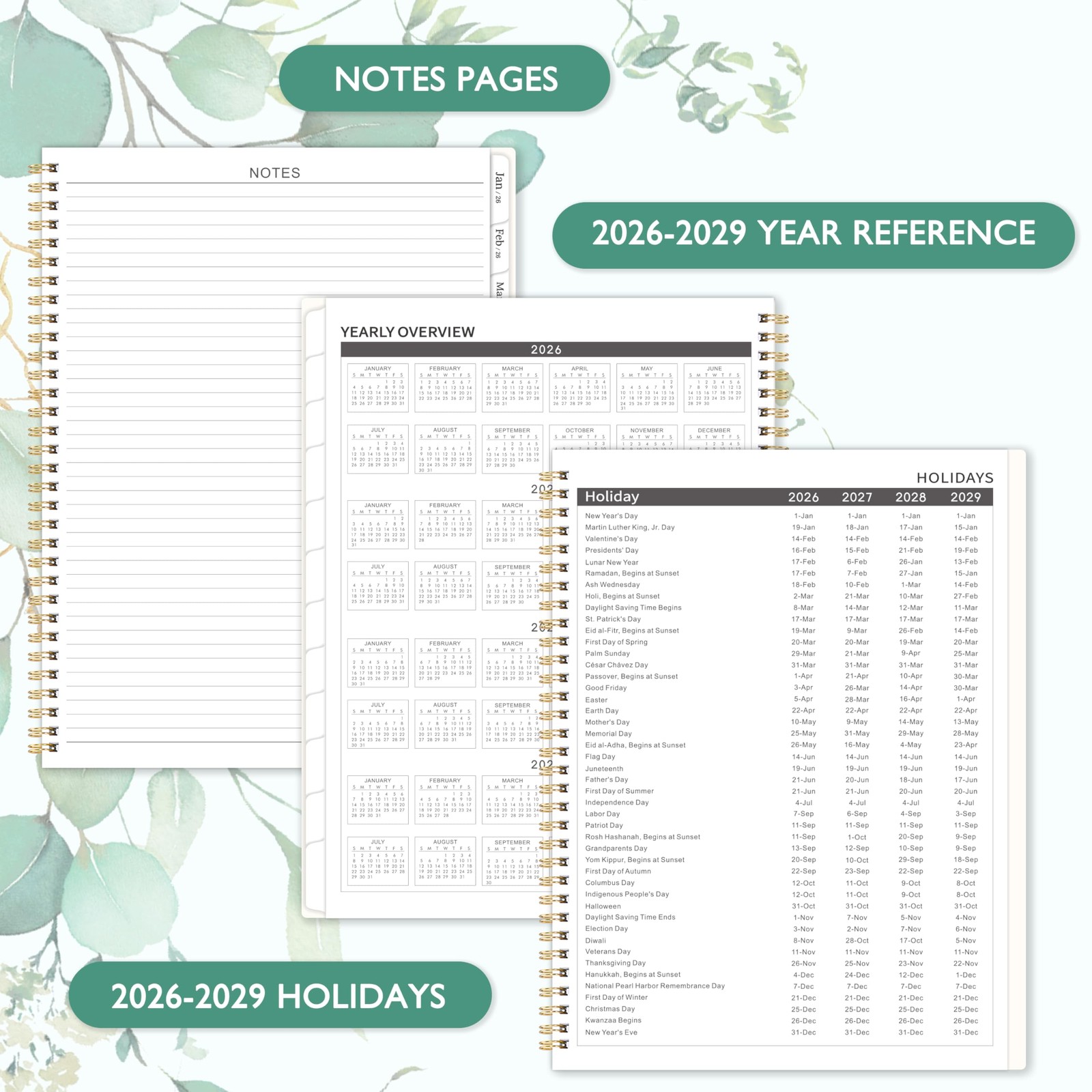 2026-2028 Monthly Planner – from Jul. Letter, Green