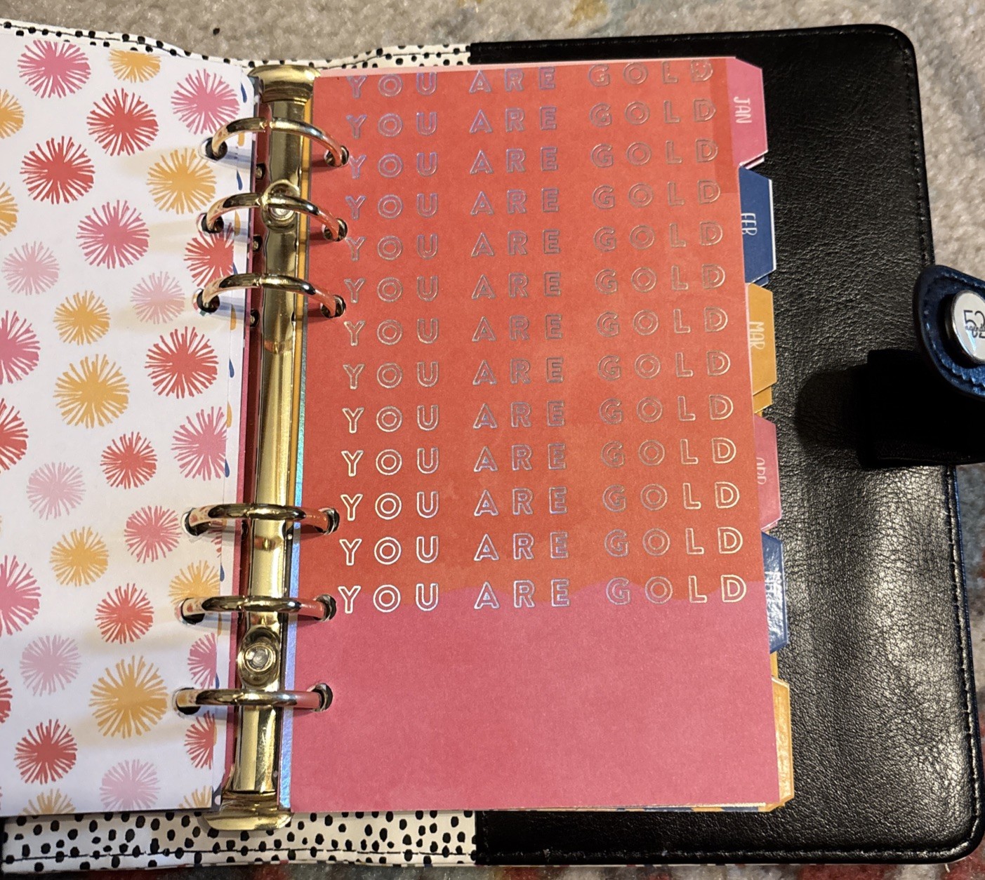 The Paper Studio 52 Agenda Rainbow Print 6-Ring Personal Planner/money Binder