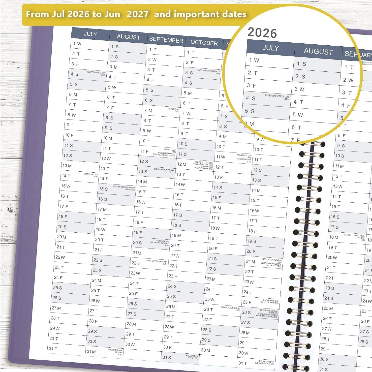 Classic Wirebound Appointment Book 2026-2027 – 15-Minute Planner with Tabs