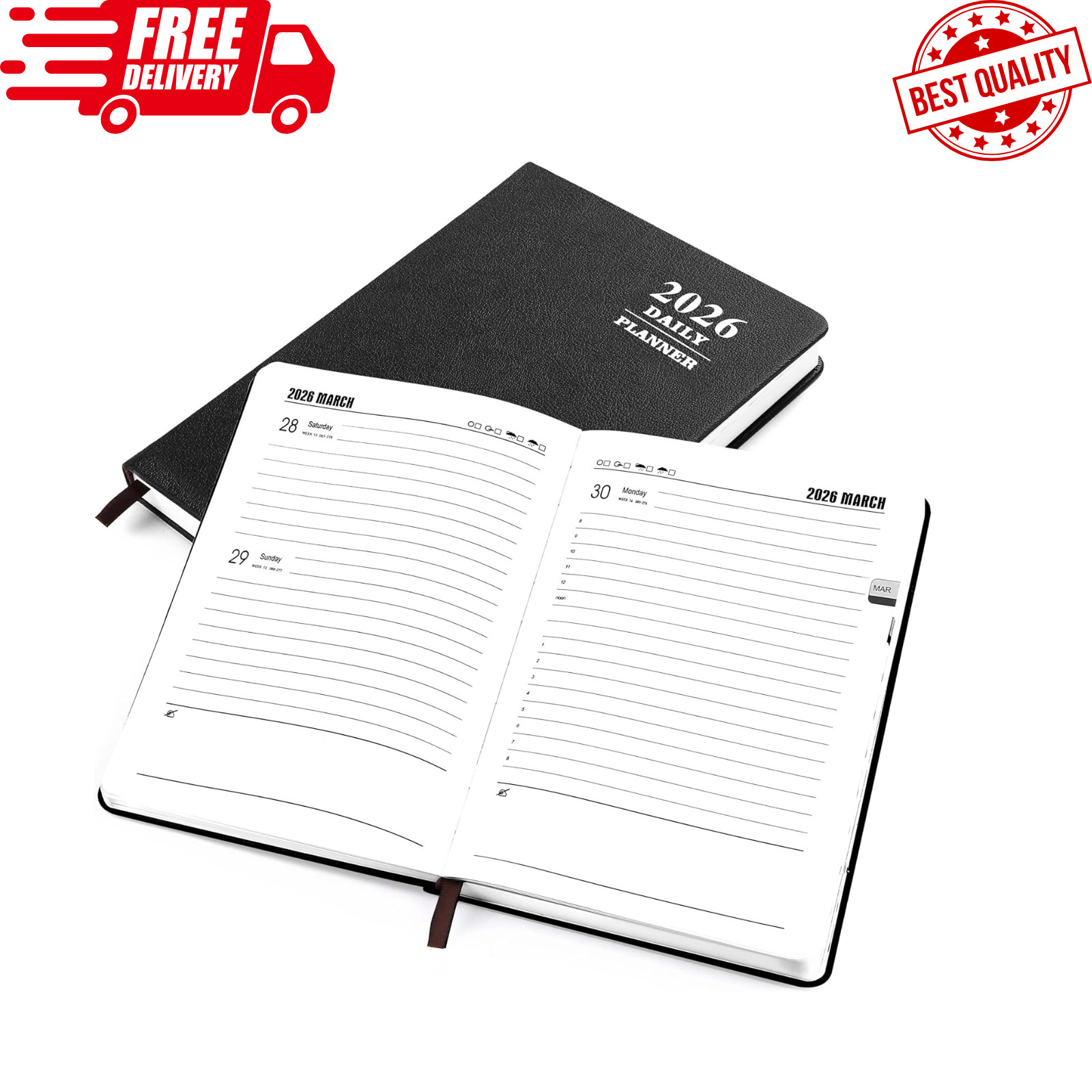 2026 Daily Hourly Planner – One Page a Day, 2026 Diary 5.7 X 8.3″ Hardcover Mont