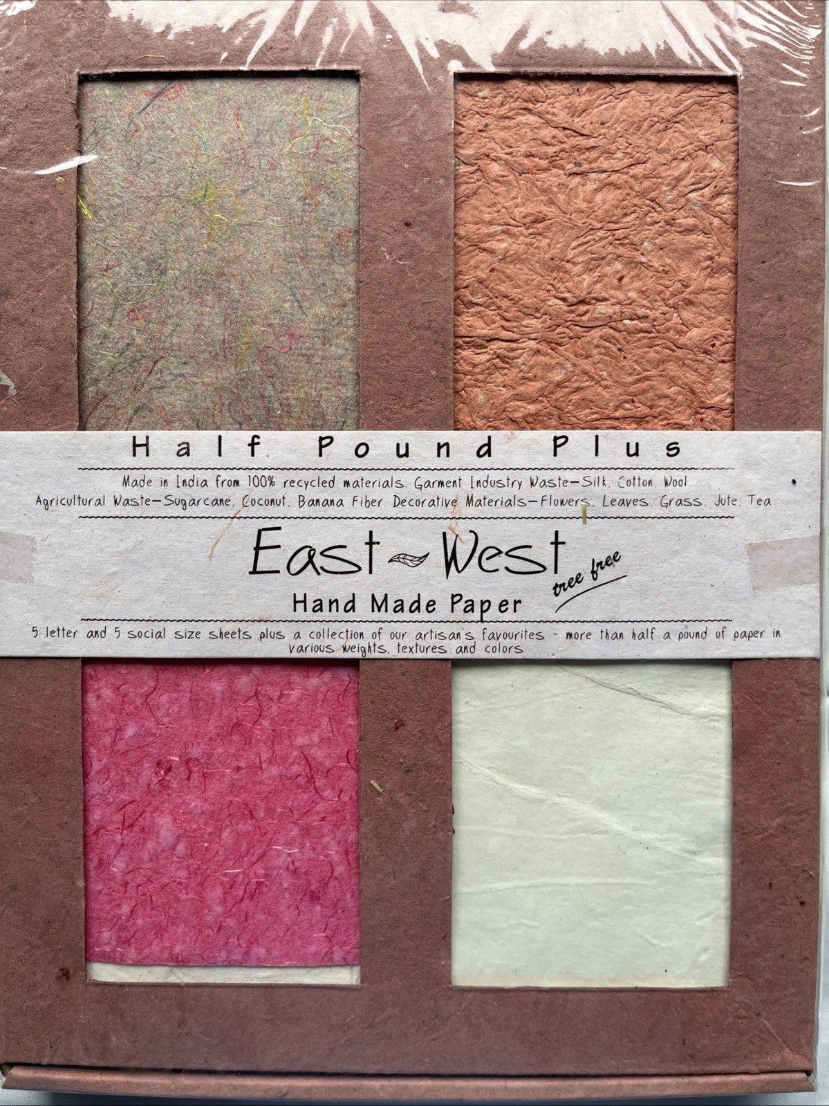 NIB East West Handmade Paper Recycled Waste Tree-Free 1/2+ Lb India Mixed