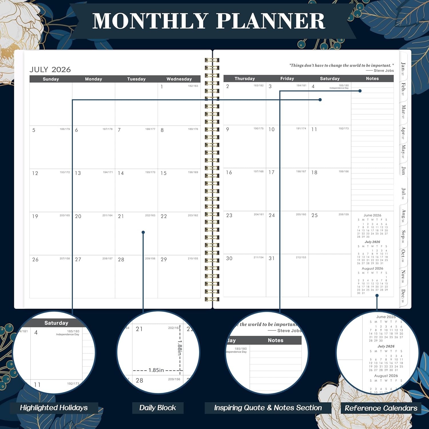 2026-2028 Monthly Planner: 11″ x 9″ Academic Calendar with Tabs & Back Pocket