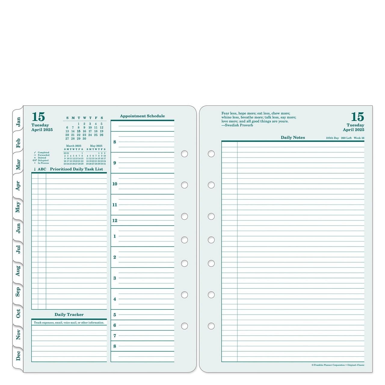 Two Page Per Day Ring-Bound Planner 2026, Classic Organizer for Daily Scheduling