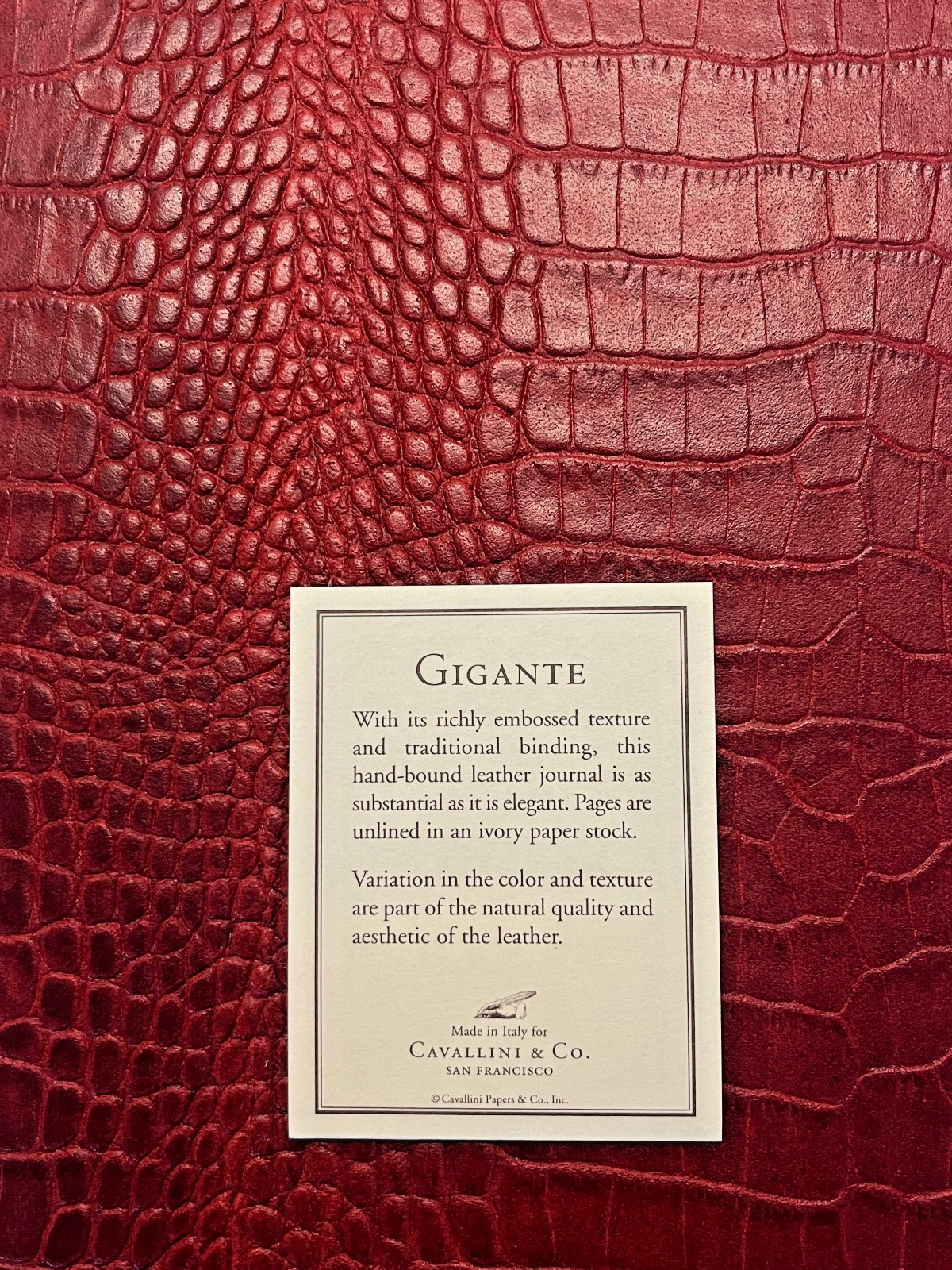 CAVALLINI & CO Gigante Embossed Leather Journal Red 6″ x 8-1/2″ -New