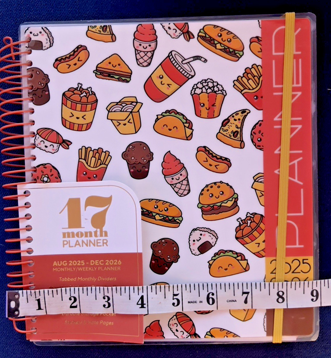 17 Month Planner FAST FOODIE Aug 2025 – Dec 2026 Weekly Planning Note Page Gift