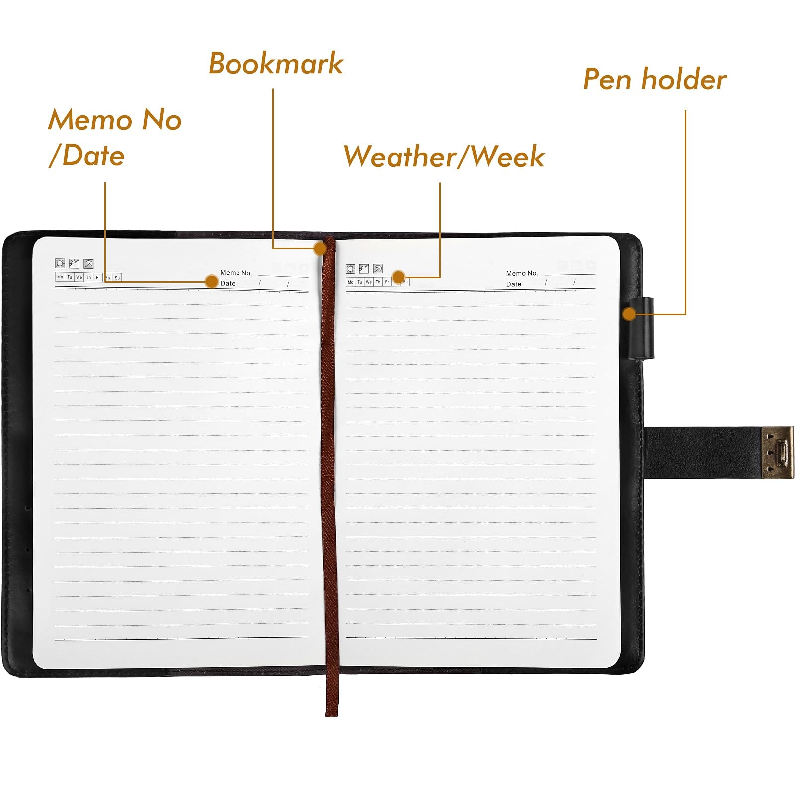 Black Journal with Lock, Refillable Faux Leather Lock Diary Notebook Planner