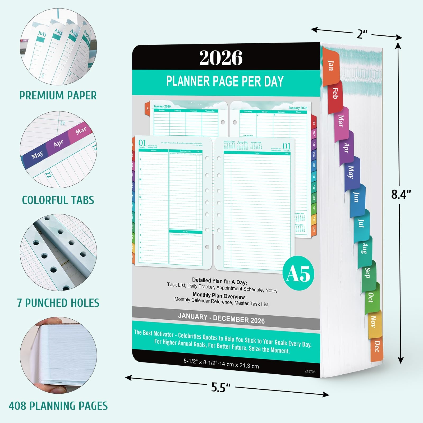 2026 Planner Refills Planner 2026 Daily Weekly and Monthly from Jan 2026 to Dec