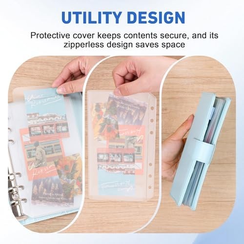 A6 Binder Pockets 12 Pack 6 Hole Cash Envelopes Budget Money Organizer PVC