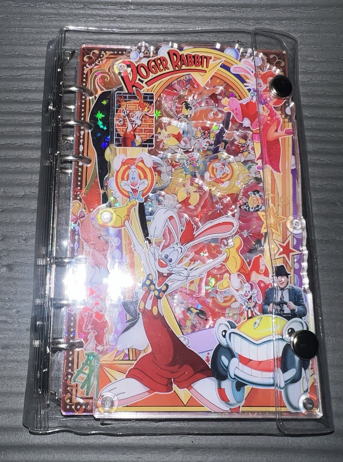 3pc Kawaii Shaker Binder Lot A6 6-Ring Planner Journal Pikachu Roger Rabbit Book
