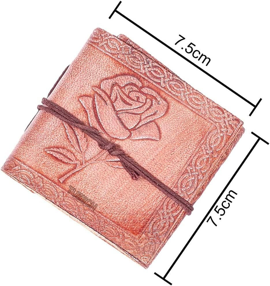 Handmade Leather Bound Book of Shadows Mini Notebook Blank Unlined Small Pocket