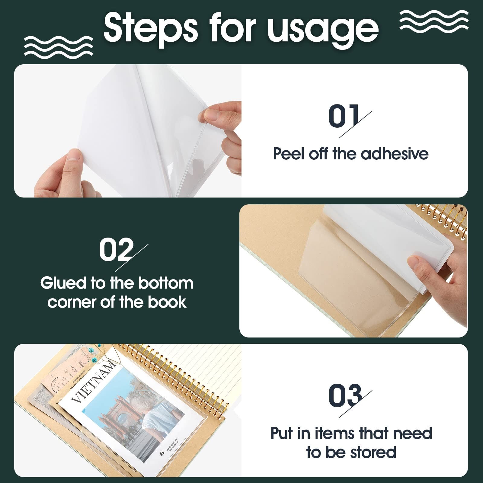 Adhesive Clear Corner Pockets 6 x 6 Inch Sticky Pocket Self Adhesive Planner …
