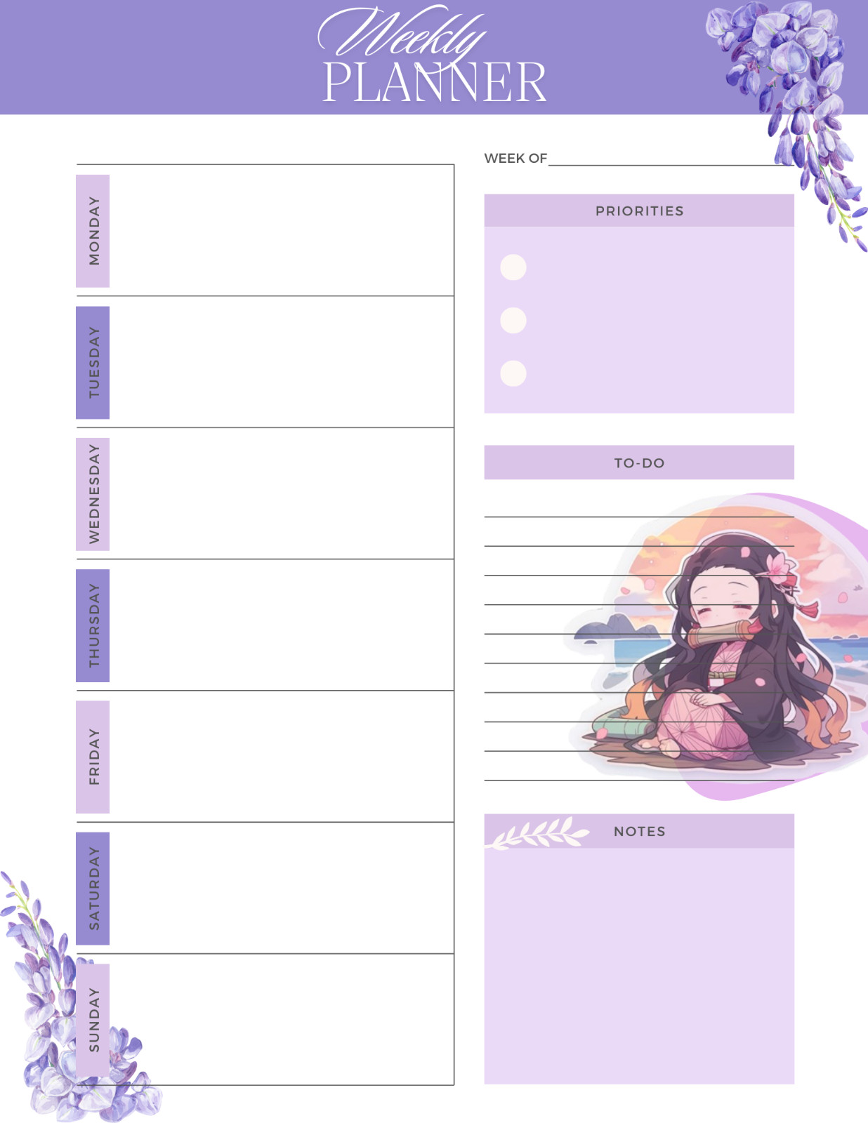 Demon Slayer Printable Digital Planner/Anime Printable Digital Planner