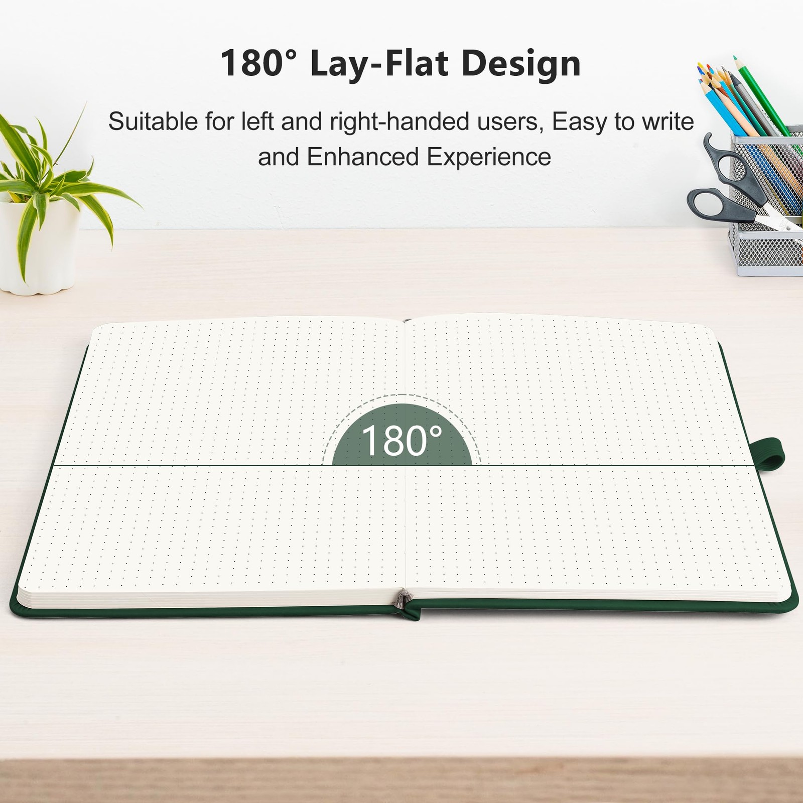 RETTACY Dotted Journal Notebook, 256 Pages, A5 Medium Size (5.7” Dark Green