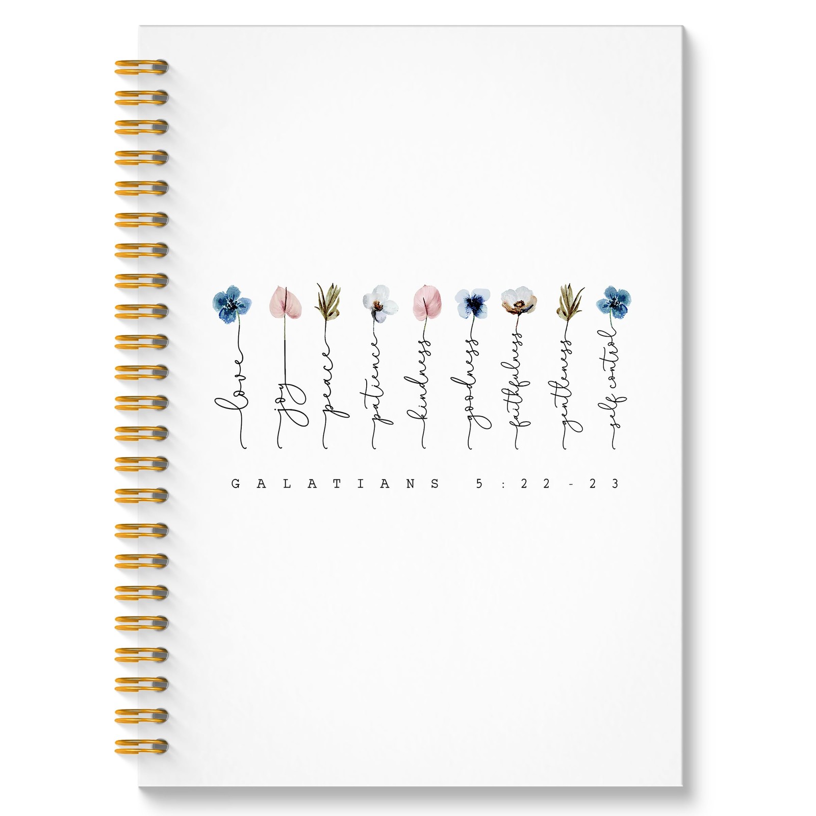 ROXMART Floral Christian Spiral Notebook, Fruit of the Spirit Style01