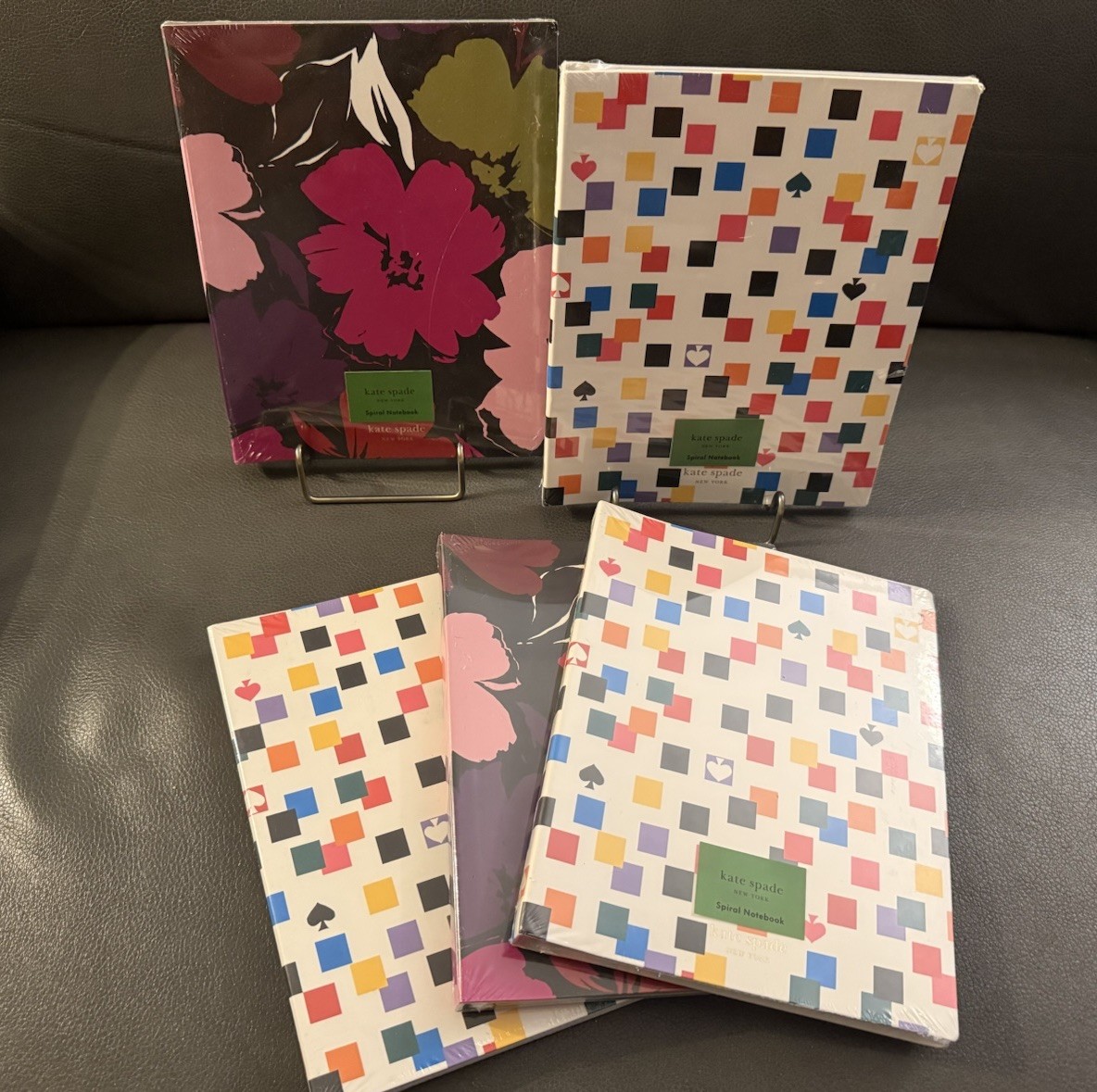 4-NWT Kate Spade New York Semi Concealed Spiral Notebooks 2 Patterns Lined Pages