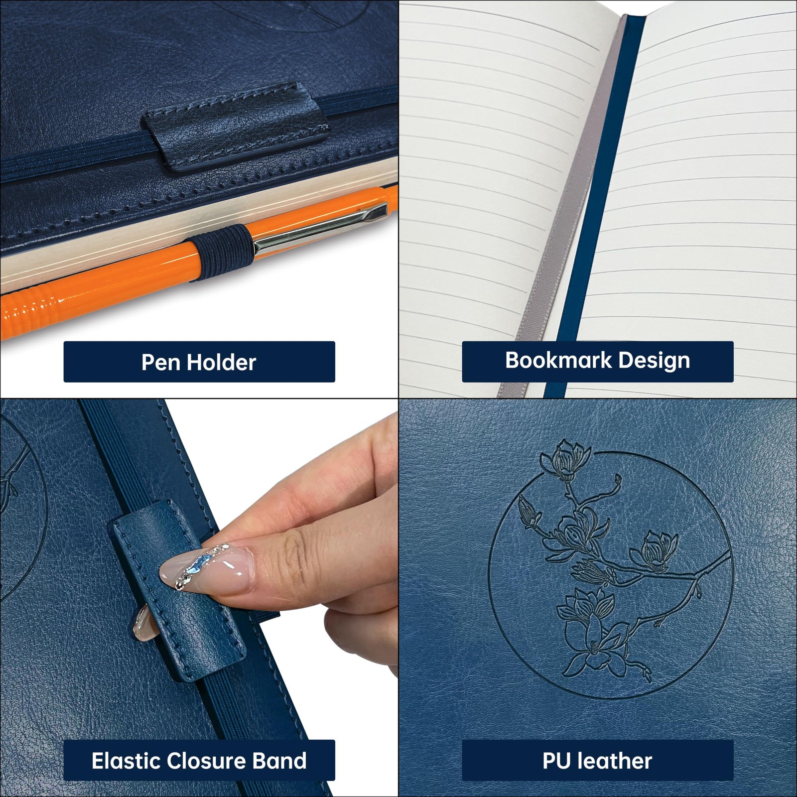 Qefuna Notebook Journal for Women Men,256 Pages A5 Hardcover 256 Pages, Blue