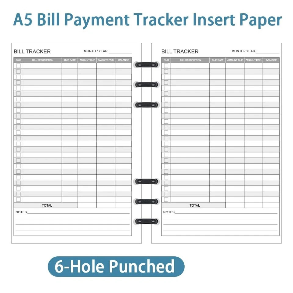 Bill Payment Tracker Refills – 100 Sheets/200 Pages, Bill Pay Checklist Refil…