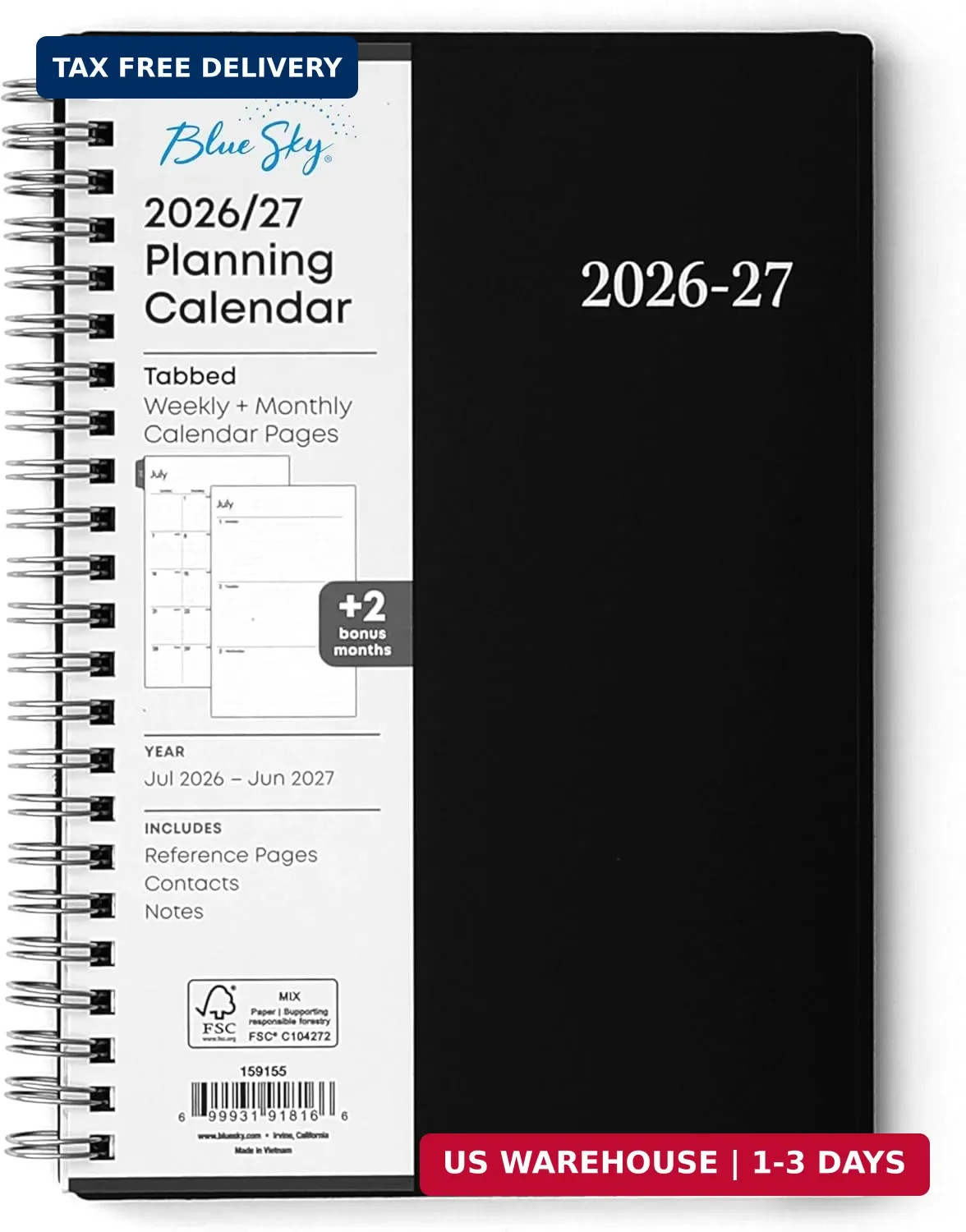 Blue Sky 2026-2027 Weekly and Monthly Academic Year Planner Calendar, July 2026