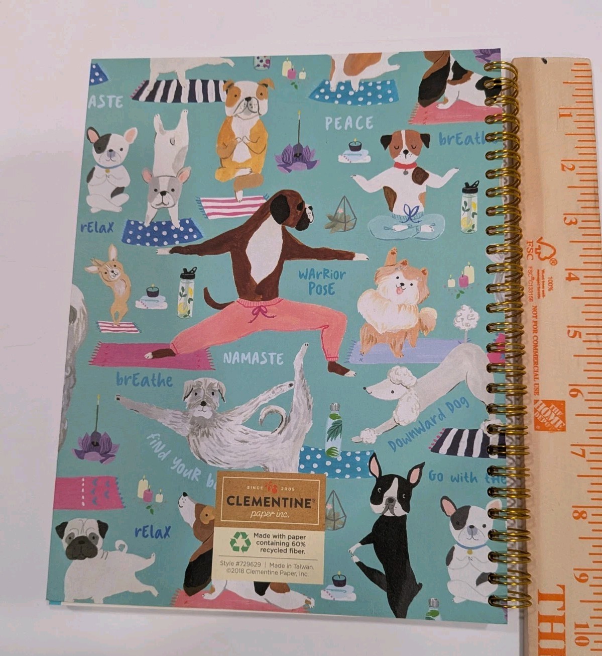 2 Clementine Dog Yoga Pose Lined Spiral Journal Notebooks Recycled Fiber