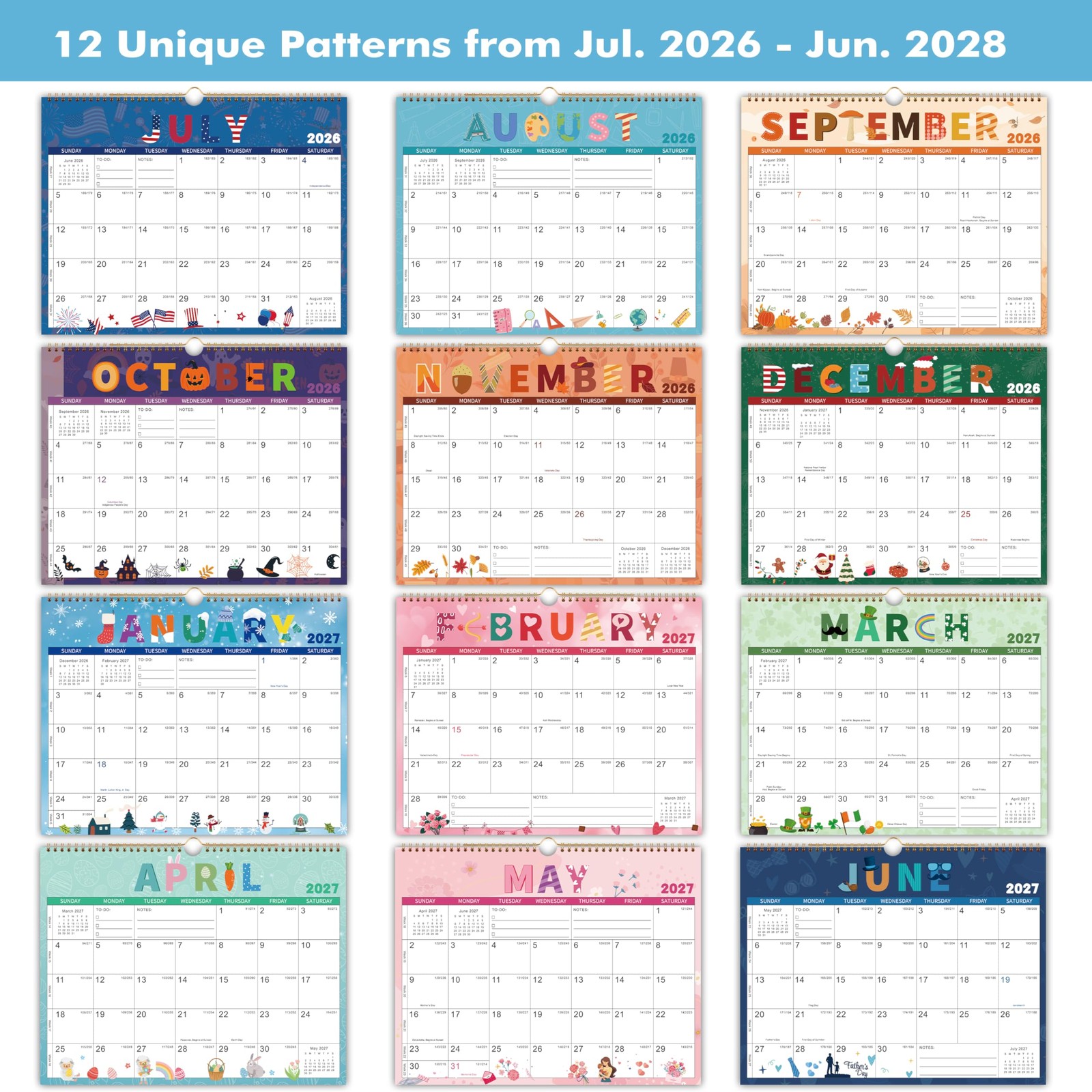 Wall Calendar 2026-2027 – Calendar, 24-Month Green 3