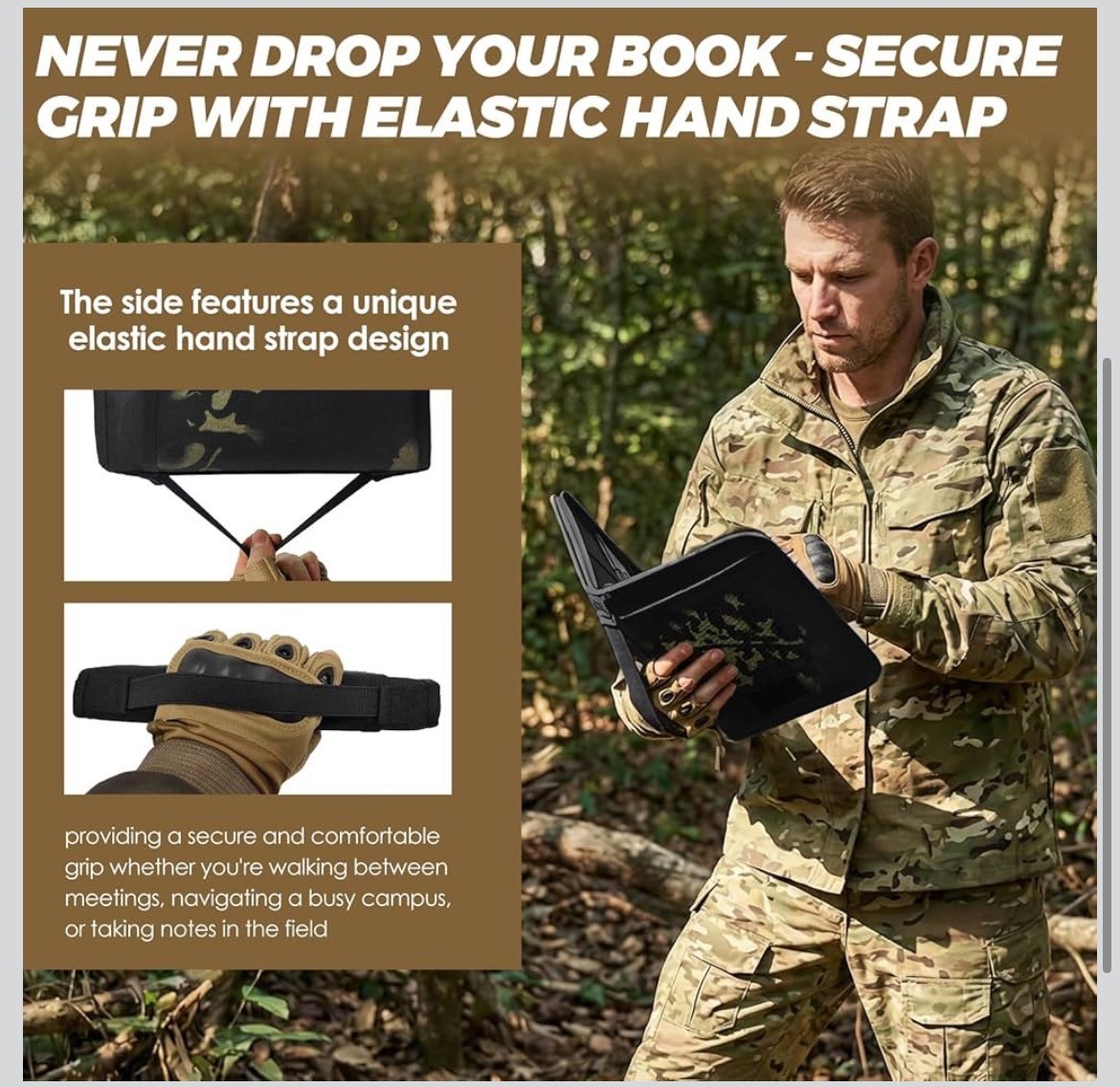 All-In-One Tactical Notebook Padfolio Detachable A5 6-Ring Binder Black Camo