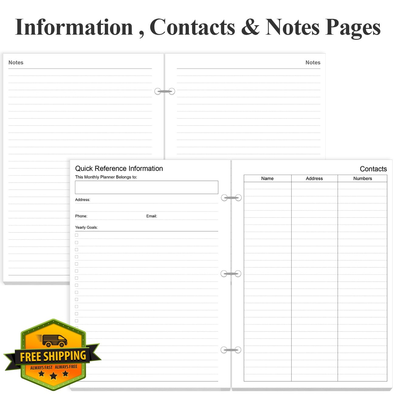 Yaridar Half Letter Size Undated Monthly Planner Refills