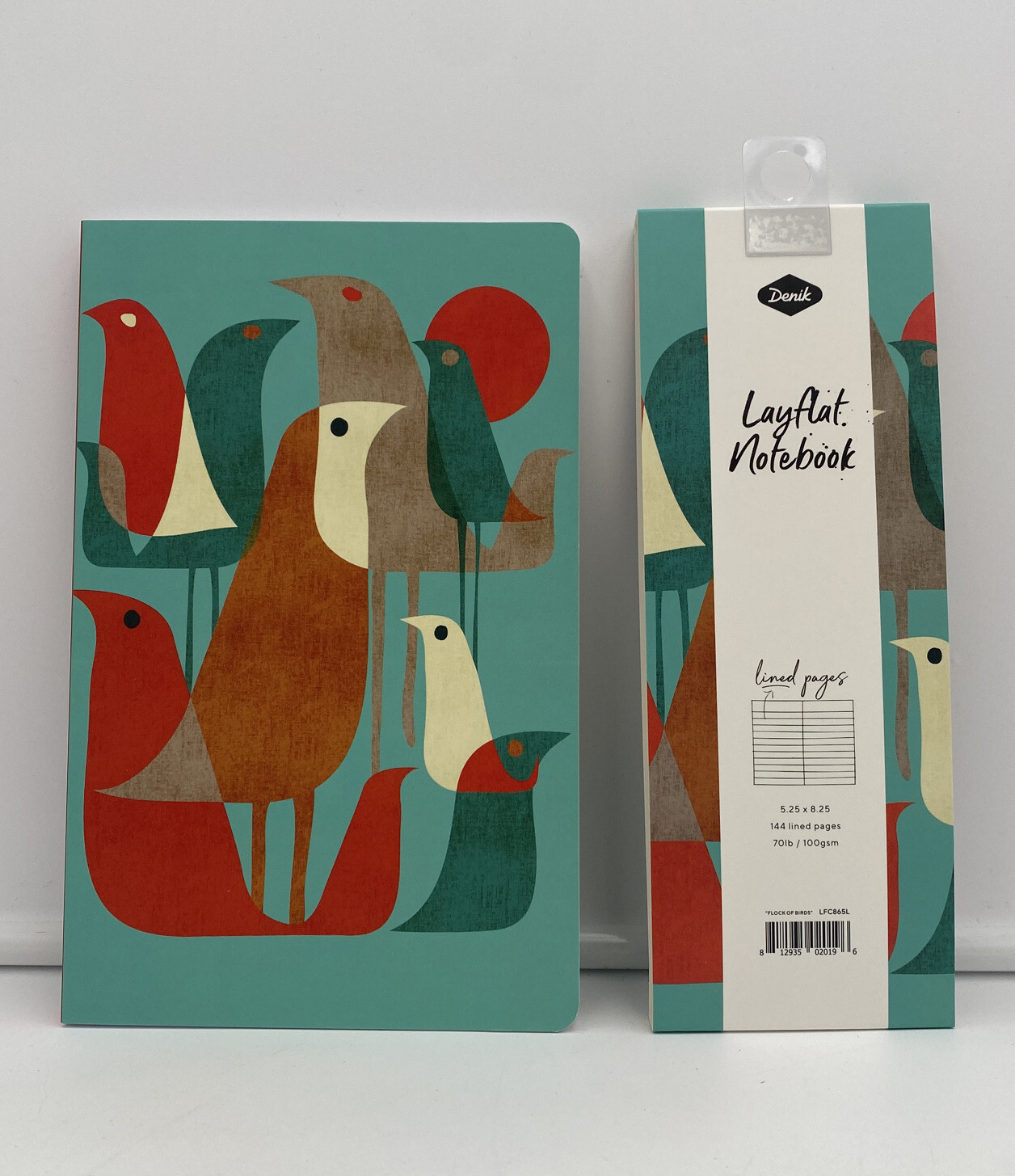 Denik Lay Flat Notebook Flock Of Birds Design 144 Lined Pages 5.25×8.25 NEW!