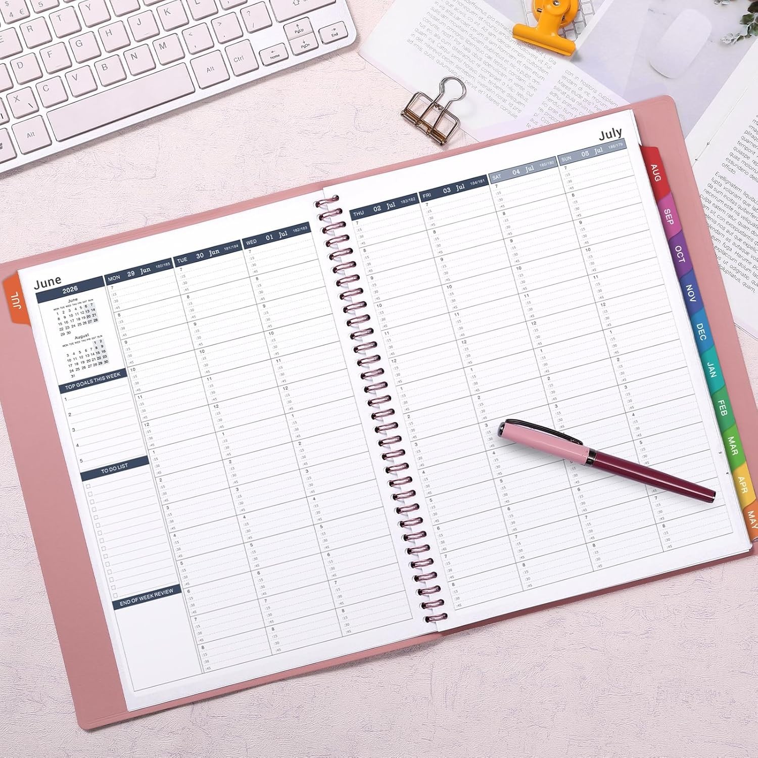 Elegant Rose Gold Hourly Appointment Planner 2026-2027 – Spiral Bound Design