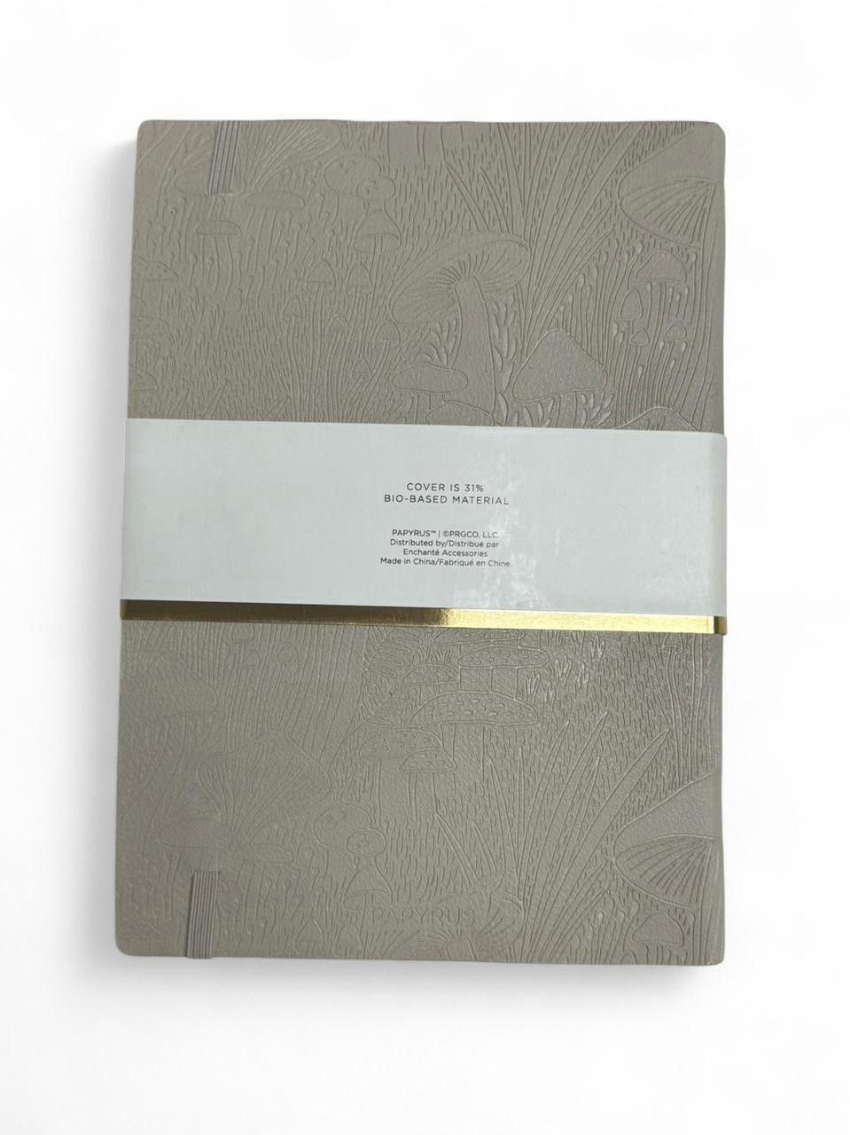 PAPYRUS Grey-Cream Ruled Gilded Notebook 240 Ivory Lined Pages Elastic Band
