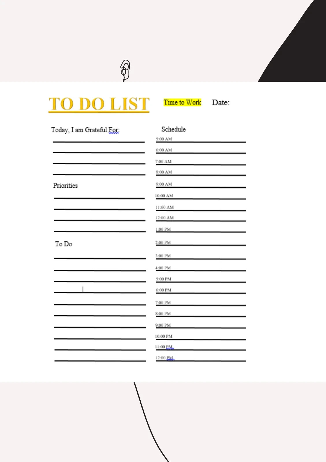 Daily Self Care Planner To Do List PDF Printable Download Checklist