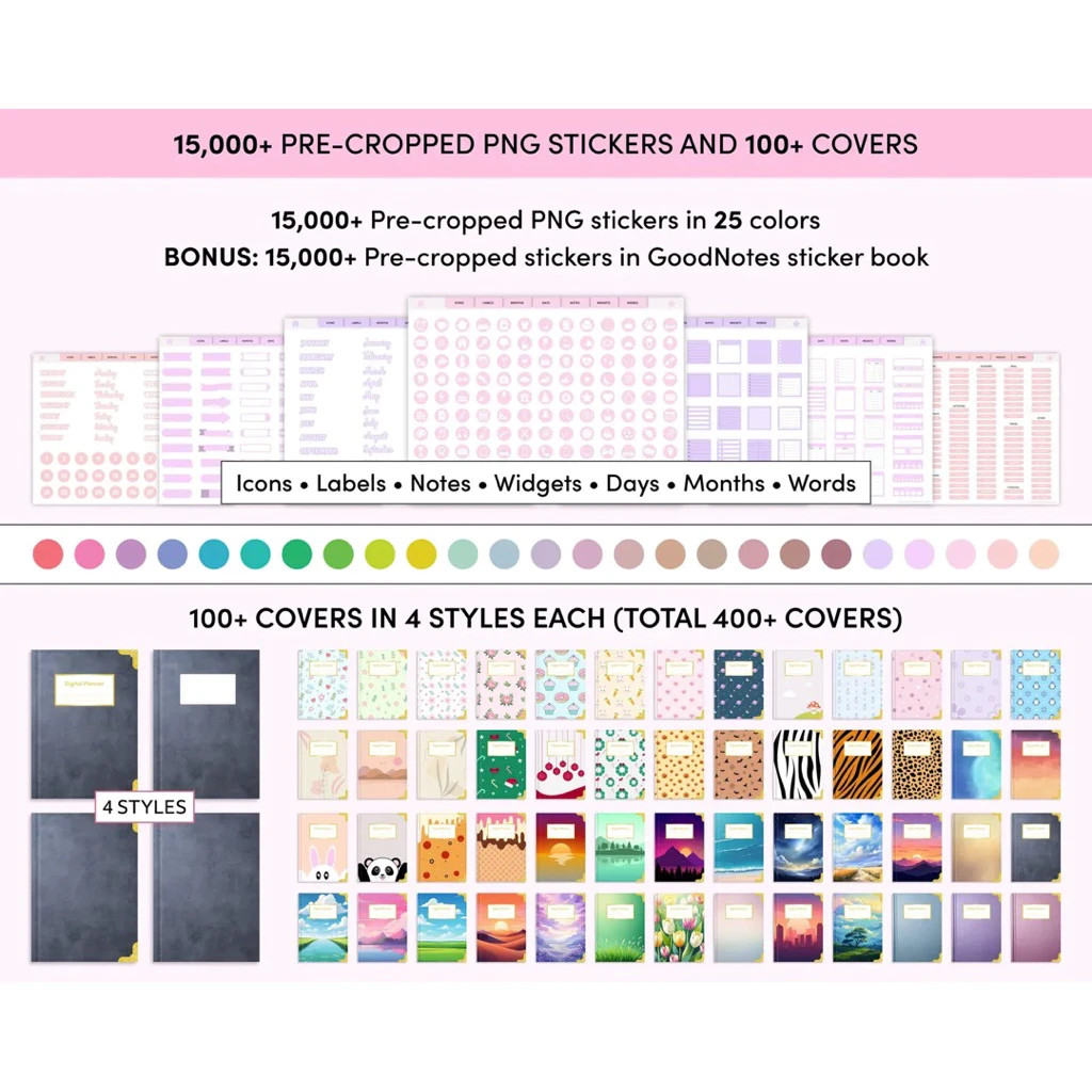 [NEW] 2026 All in One Digital Planner Undated Rose Pink | Hyperlinked & Goodnote