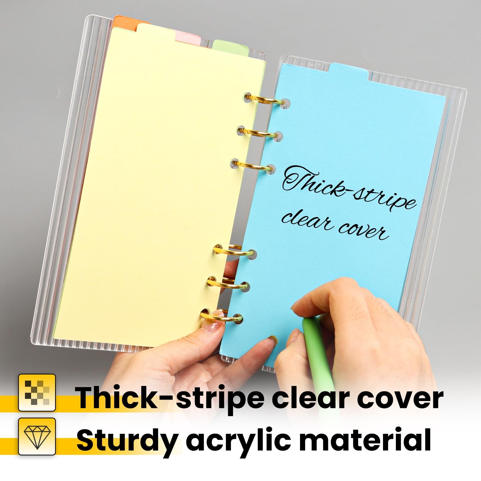 SBYURE A6 Binder Clear Acrylic 6-Ring Budget Binders Thick Transparent