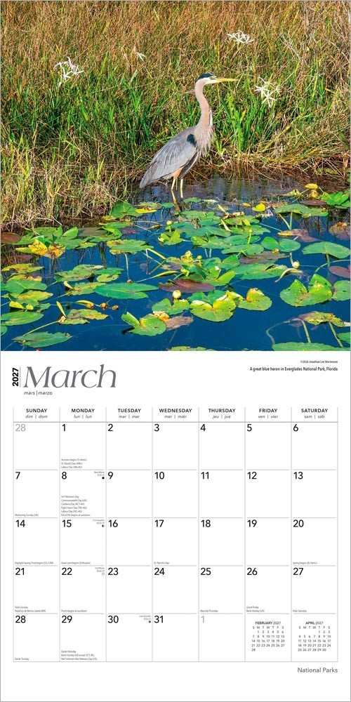 National Parks | 2027 12×24″ (Hanging) Square Wall Calendar | Plastic-Free