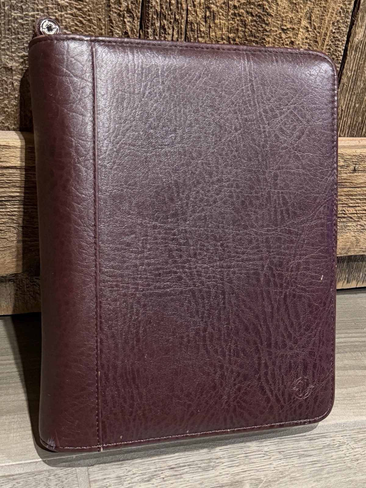 Franklin Covey Burgundy Leather Planner Organizer Binder 7 Ring Zip Around