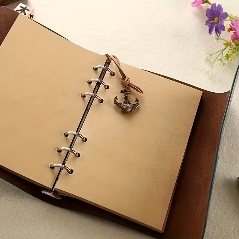 Vintage Leather Journal Refillable Notebook Nautical Compass Anchor Gift Travel