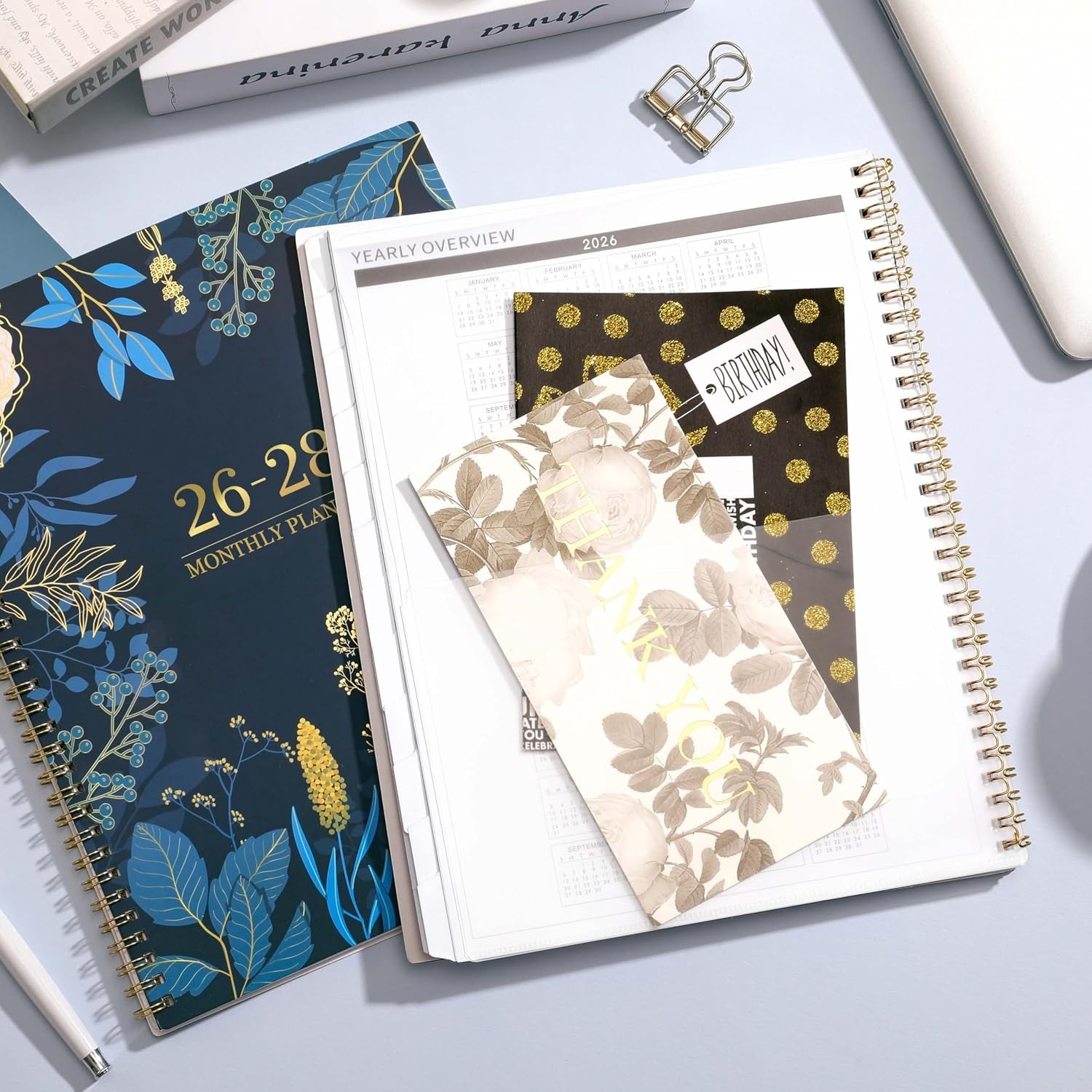 2026-2028 Monthly Planner: 11″ x 9″ Academic Calendar with Tabs & Back Pocket
