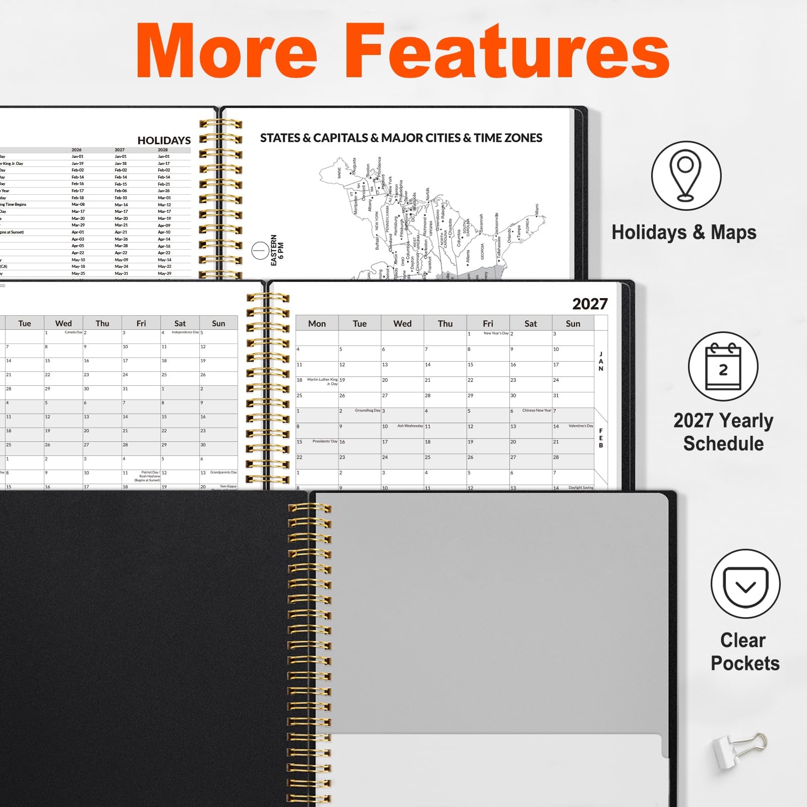 SUNEE 2026-2027 Appointment Book, 8.5″ x 11″, Minimalist Black