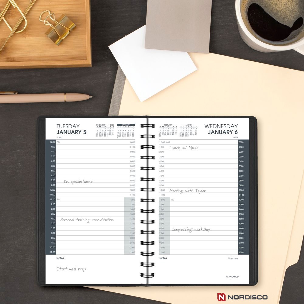 2026 At-A-Glance 70-203-05 24-Hour Daily Appointment Book, 5 x 8″