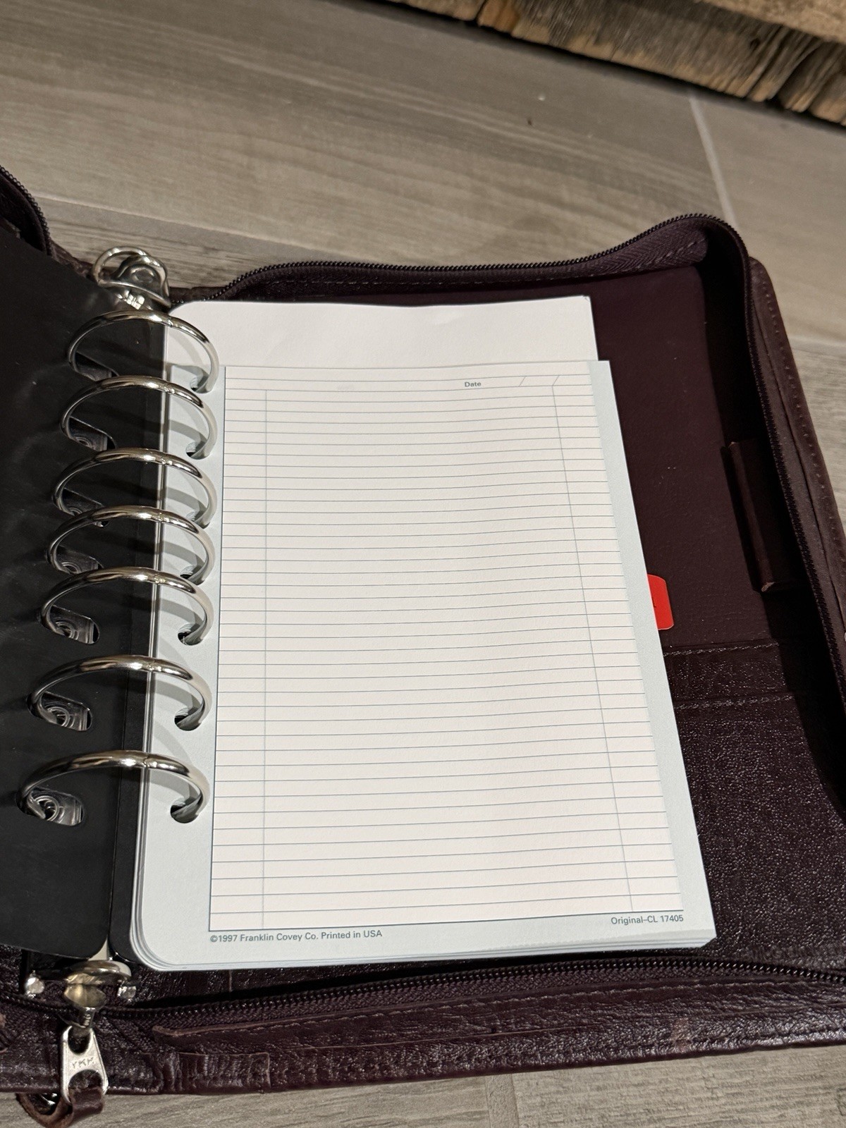 Franklin Covey Burgundy Leather Planner Organizer Binder 7 Ring Zip Around