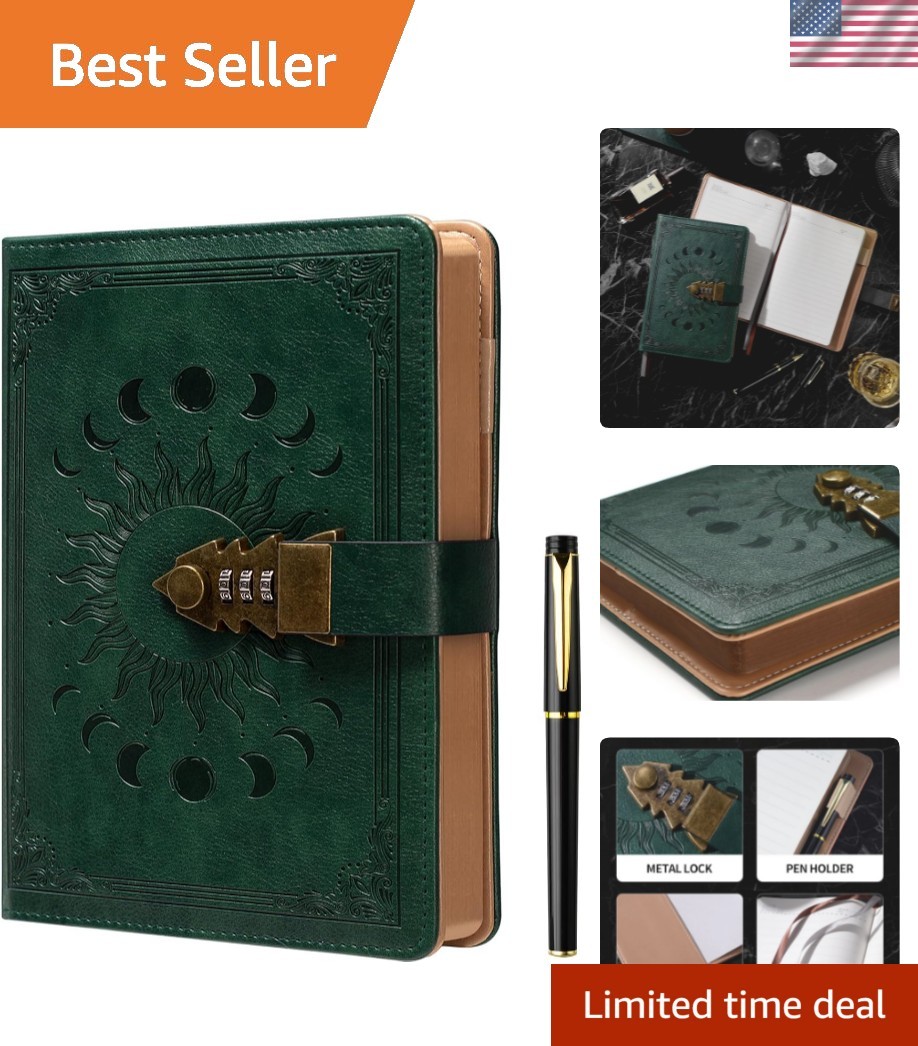 Lock Journal with Pen, A5 240 Pages Diary with Lock, Brown Edge, Refillable, …