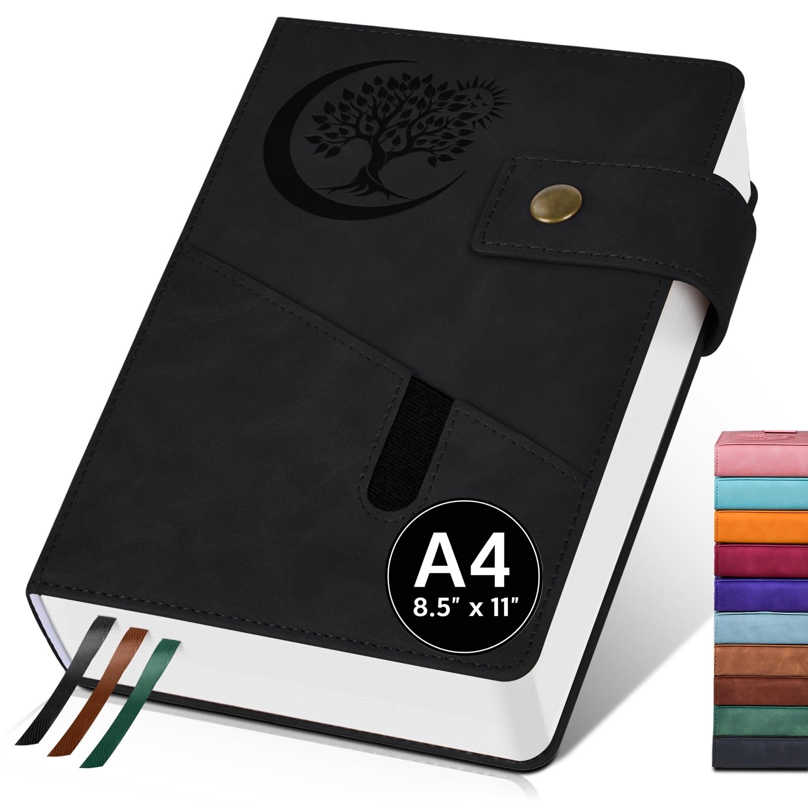 PAIBAS 8.5 x 11 Lined Notebook Journal 366 Pages A4 (8.5″ x 11″), Black