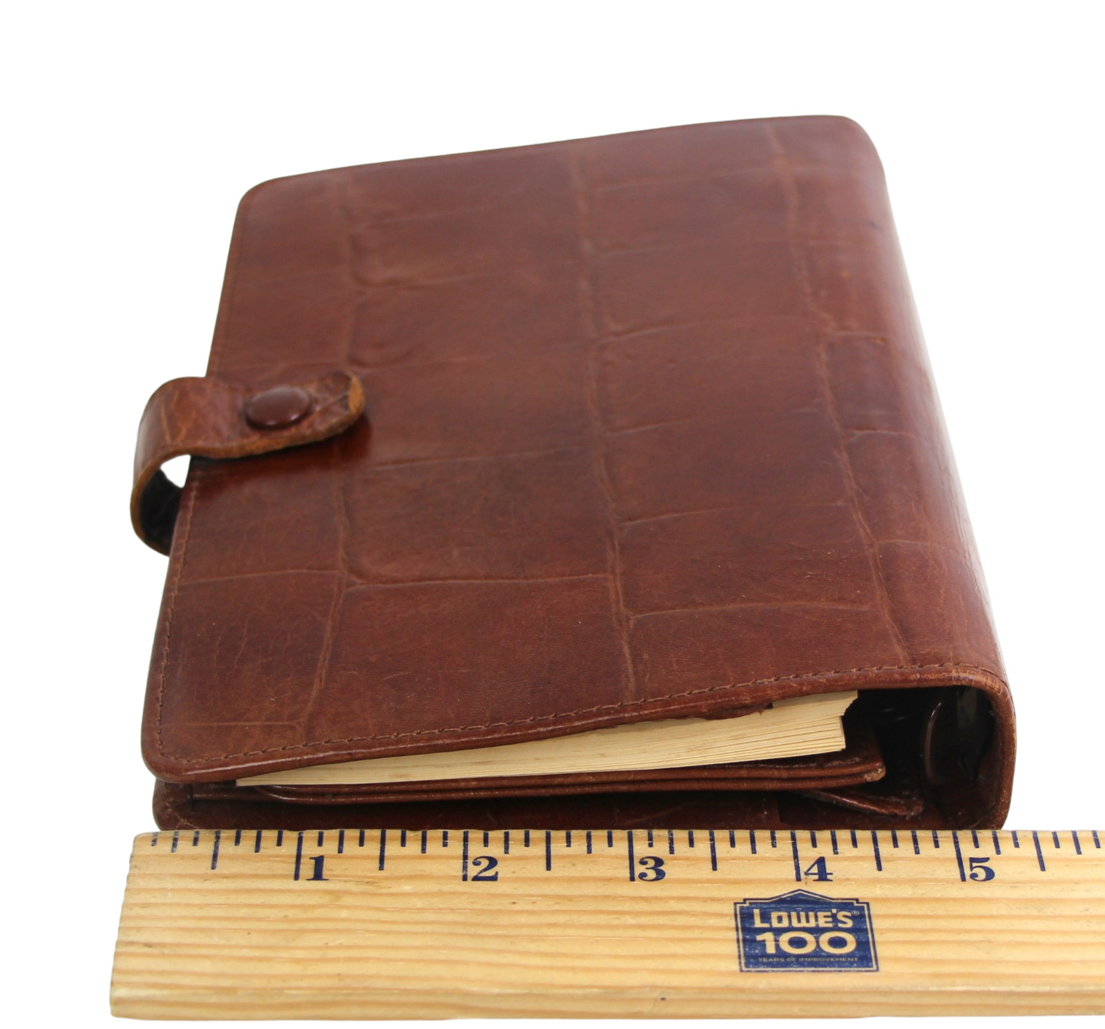Max Leather BROWN REAL LEATHER CROCO BIFOLD TRAVEL ORGANIZER NOTEBOOK WALLET