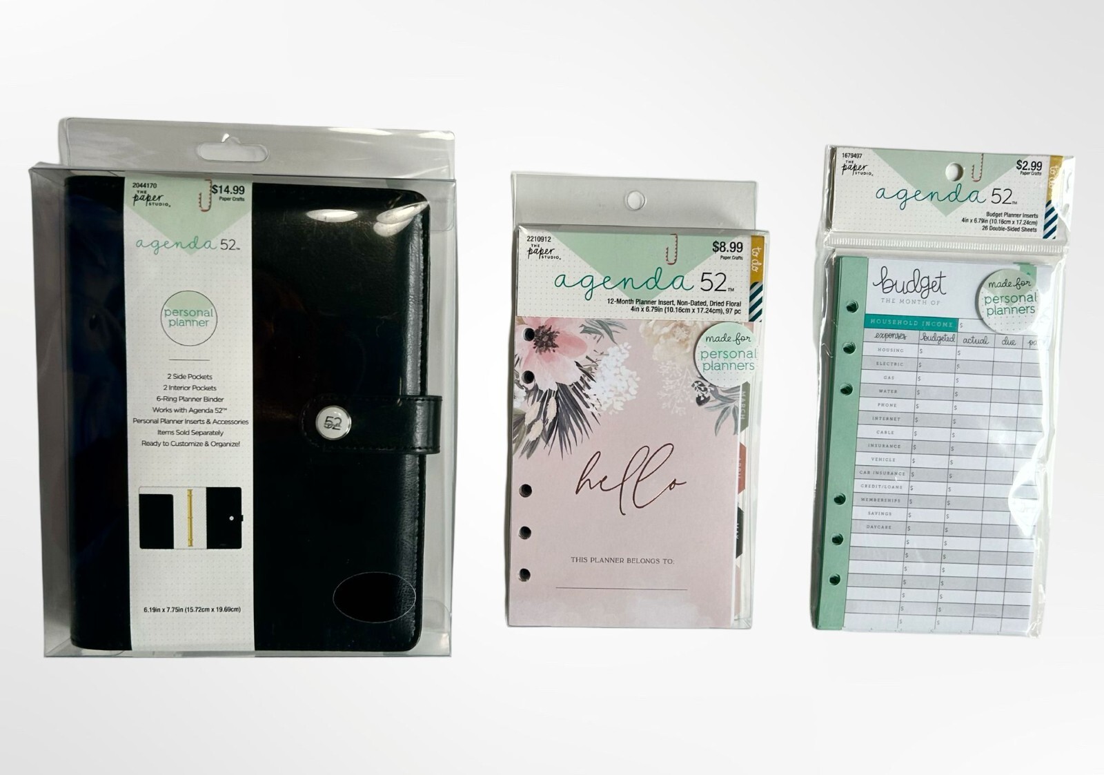 Agenda 52 Personal Black Planner 6 Ring with 12 Month and Budget Planner Insert
