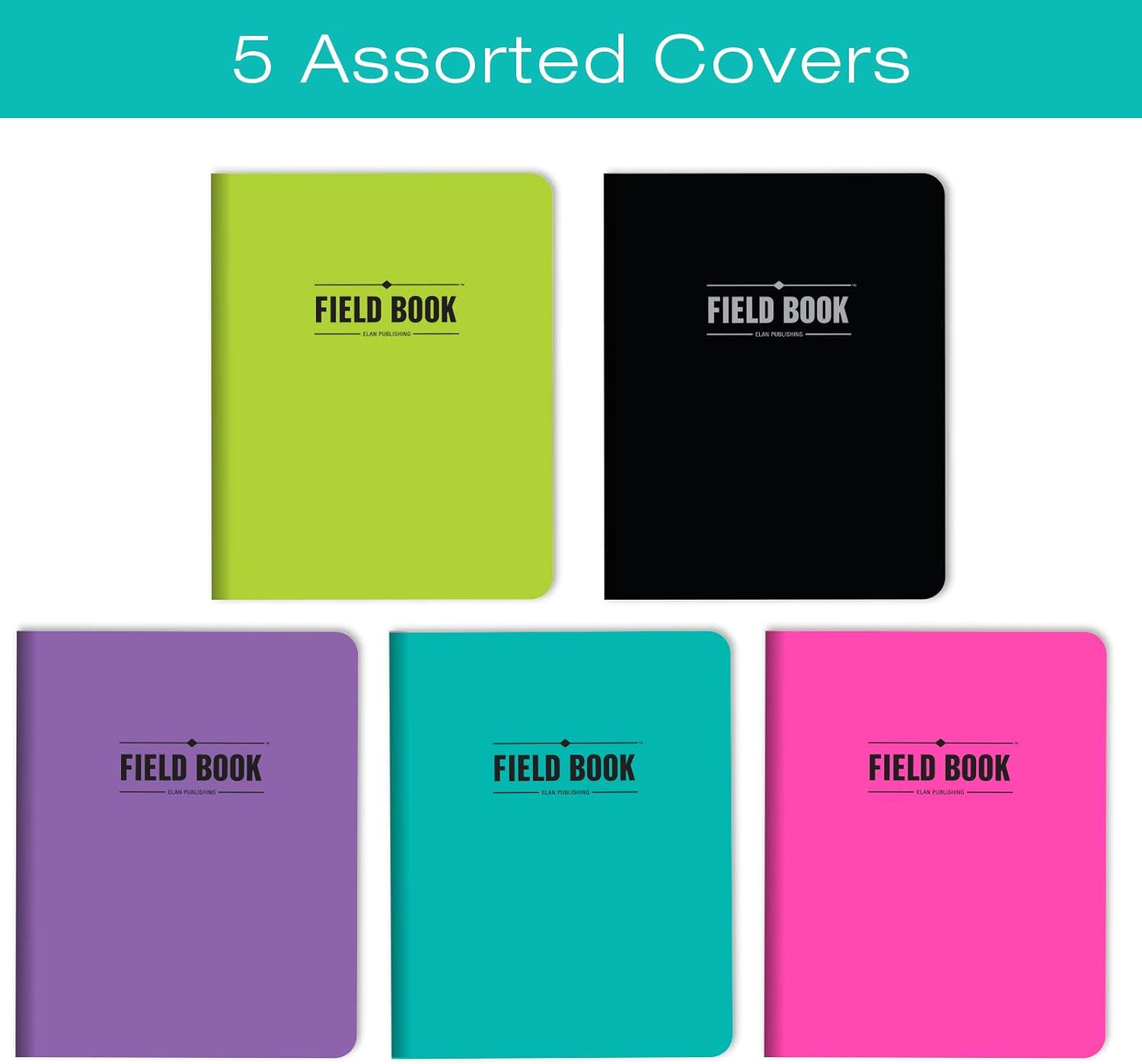 Field Notebook/Journal – 8″X10″ – Assorted Colors – Lined – Pack of 5
